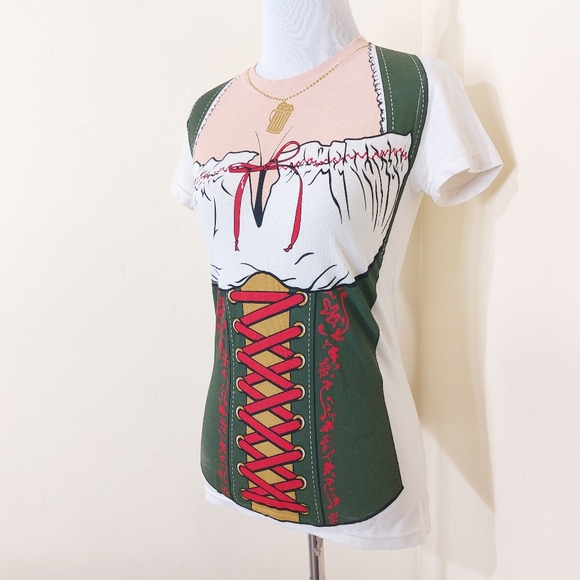 Bay Island Sportswear Costume Fraulein Oktoberfest Beer Adult Womens T-Shirt - Picture 2 of 13